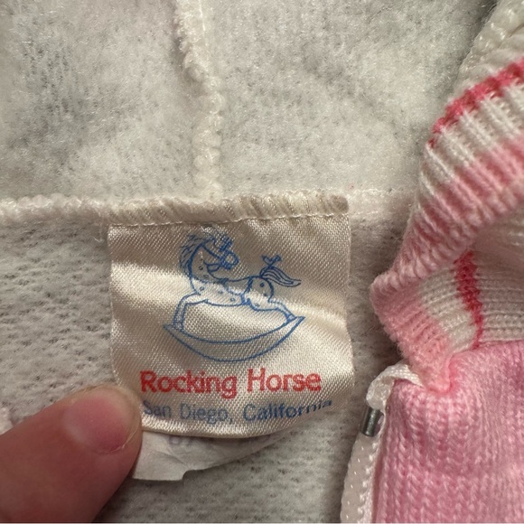 Vintage Rocking Horse Pink Bunny Zip Up Sweater 6/9 months - Picture 10 of 13